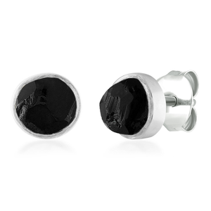 'Dark Horse' Raw Black Tourmaline Stud Earrings