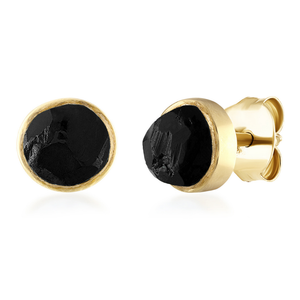 'Dark Horse' Raw Black Tourmaline Stud Earrings