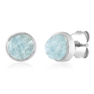 'Anchor' Raw Aquamarine Stud Earrings