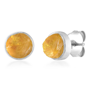 'Hustle' Raw Citrine Gemstone Stud Earrings