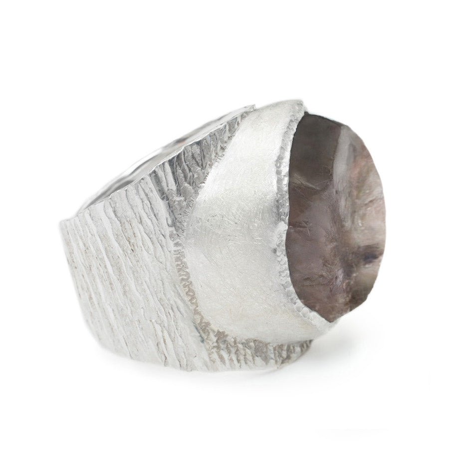 'Enigma' Raw Smoky Quartz Baby Boss Ring