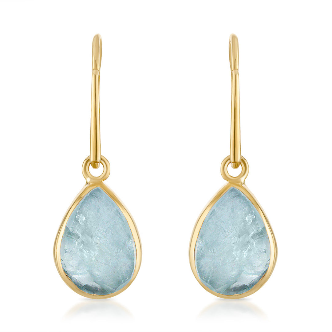 Aquamarine Teardrop Gemstone Earrings