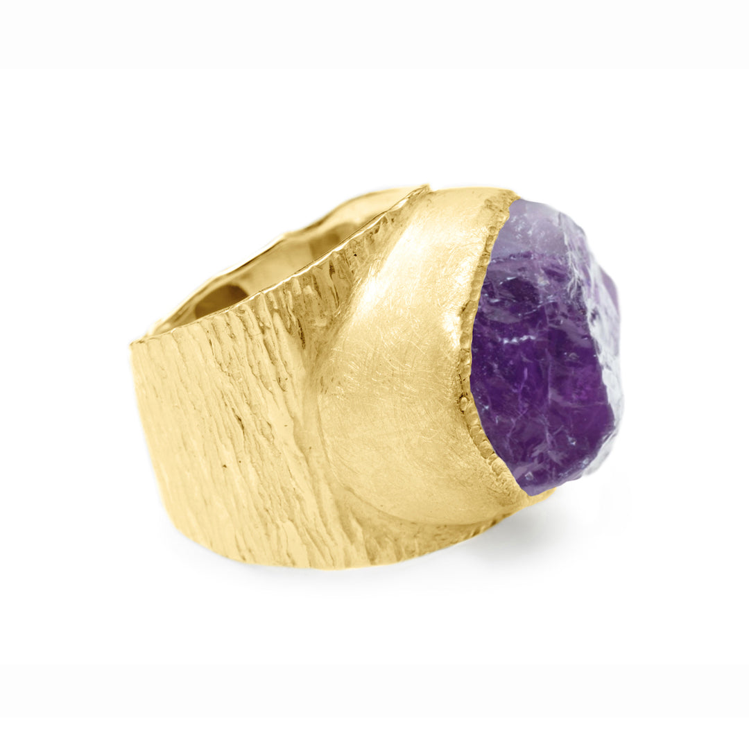 'Taboo' Raw Amethyst Baby Boss Ring