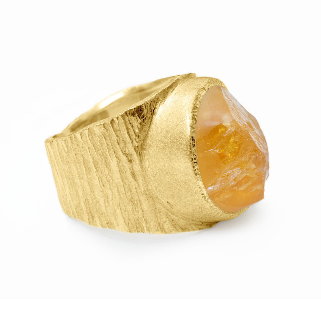 'Hustle' Raw Citrine Baby Boss Ring