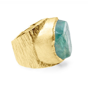 'Genesis' Raw Green Fluorite Baby Boss Ring