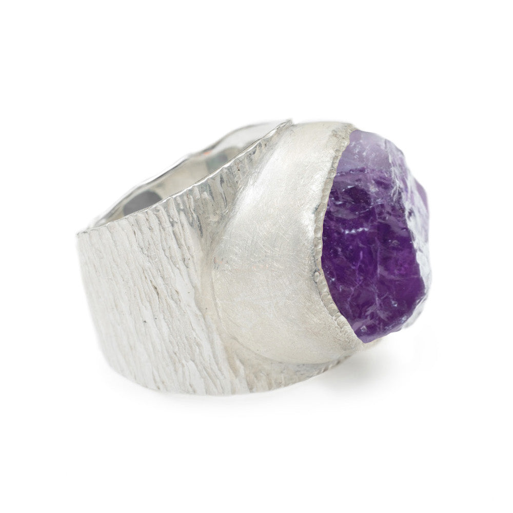 'Taboo' Raw Amethyst Baby Boss Ring