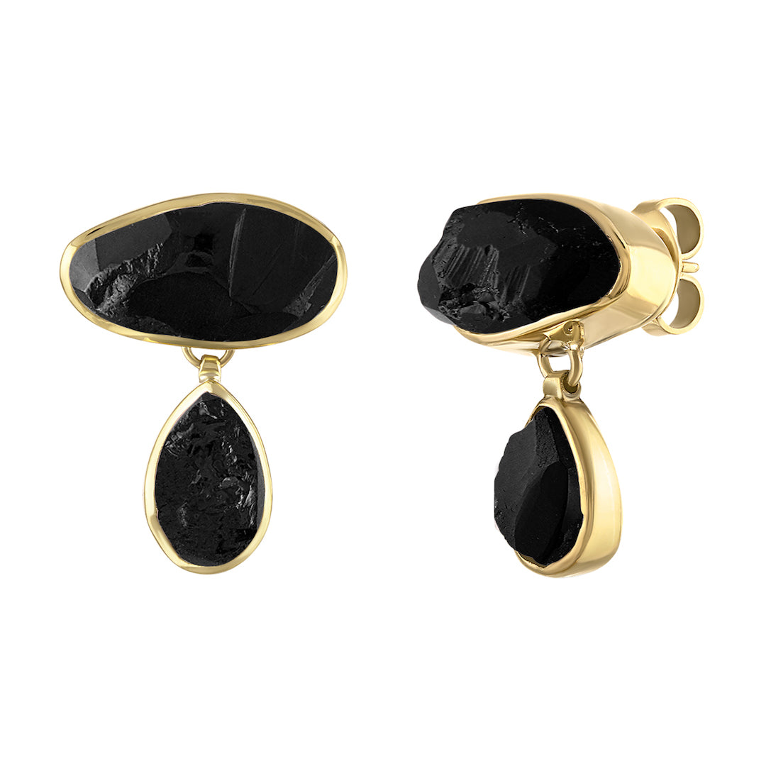 Black Tourmaline Goddess Gemstone Earrings