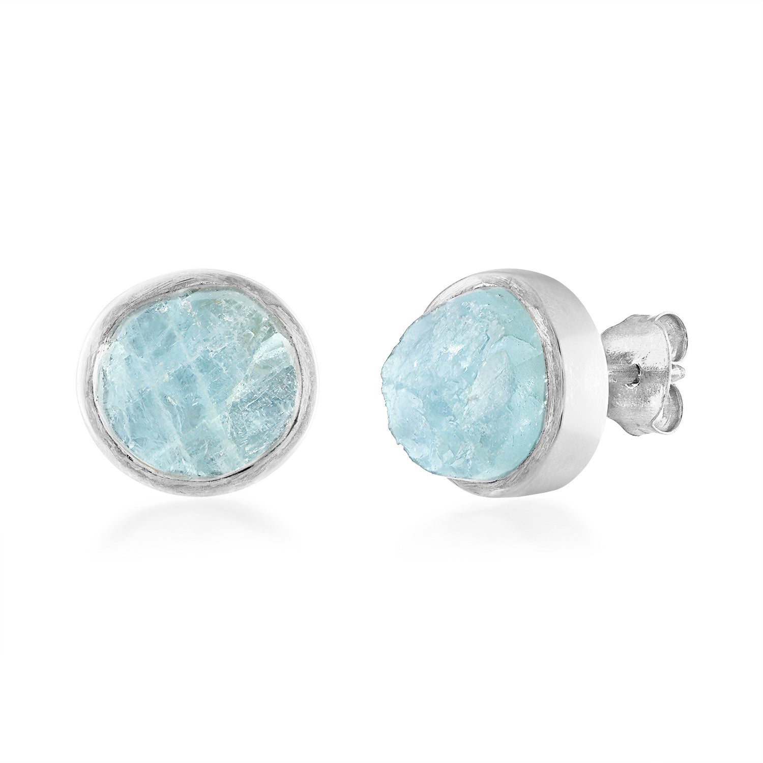 'Anchor' Raw Aquamarine Stud Earrings