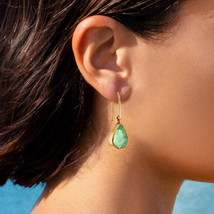 Green Fluorite Teardrop Gemstone Earrings