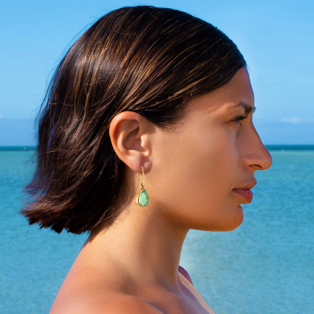 Green Fluorite Teardrop Gemstone Earrings