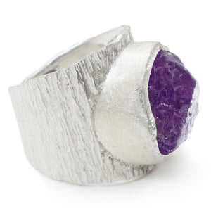 Men's Raw Amethyst Boss Gemstone Ring