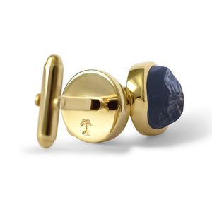 18K Yellow Gold Black Tourmaline Gemstone Cufflinks