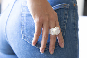 'Manifest' Raw Clear Quartz Baby Boss Ring