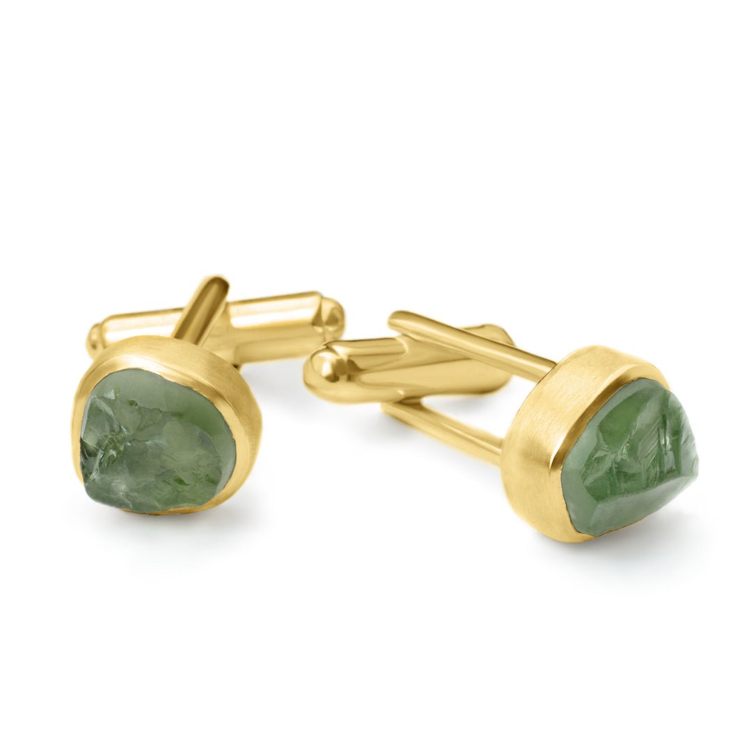 Silver outlet cufflinks with peridot and smoky quartz